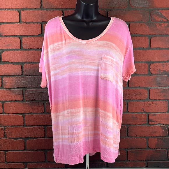 Koolaburra Woman's Short Sleeve‎ Sunset Colors Shirt PXL - Picture 1 of 7